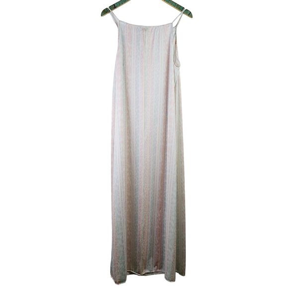 Vintage Vanity Fair Striped V-Neck Spaghetti Strap Silky Night Gown, USA, Sz M - Picture 2 of 8